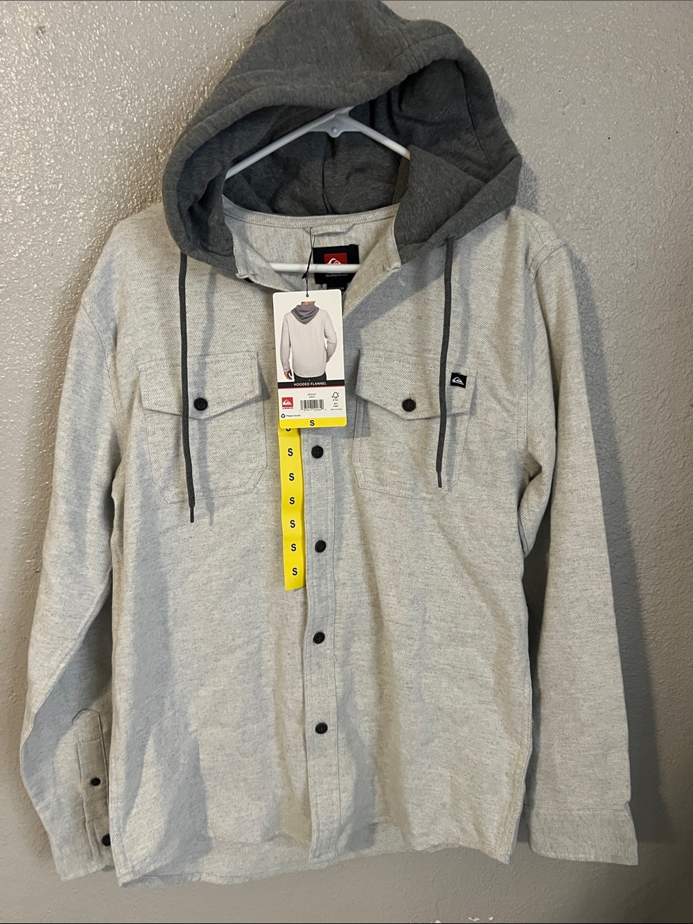 Quiksilver Light Gray Shirt Jacket with Dark Gray Hood